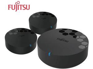 Fujitsu Messhu RT500 Whole Home Mesh Wi-Fi System Seamless Roaming Hotspot Broadband Router Adaptive Routing Up to 4500 sq ft Coverage Easy Setup App Control Cloud Drive Sharing 3-Pack