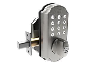TURBOLOCK TL114 Keyless Door Lock with Keypad and Voice Prompts | Digital Deadbolt Smart Lock w/ Commercial-Grade Zinc Alloy & Easy Installation | Micro-USB Port, 3 Backup Keys (IP65) Brushed Nickel