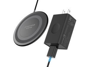 FASTPAD Qi Wireless Charger Ultra-Slim PU Leather Charging Pad with QC 3.0 Adapter for iPhone Fast Charge and Android Quick Charge iPhone 8/XR/XS/iPhone 11/S9/S10/12/13 Pro Mini