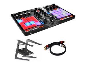 Hercules P32 DJ Controller with High Performance Pads + DJ Laptop Stand and RCA Cable