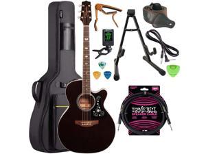 Takamine GN75CE Acoustic-Electric guitar  Transparent Black, CAHAYA Bag, ErnieBall Cable, SUNYIN Kit Bundle