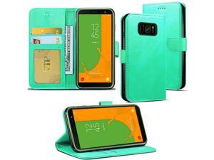 Leather Magnetic Credit Card Slot Case Wallet Case Flip Case Cover for Samsung Galaxy S7 Case, Mint