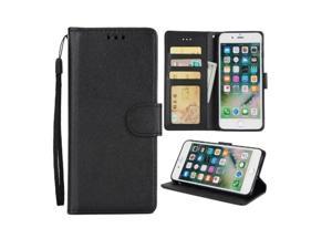 Leather Magnetic Credit Card Slot Case Wallet Case Flip Case Cover for iPhone 7 Case iPhone 8 Case iPhone SE 2020 Case, Black