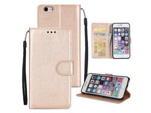 Leather Magnetic Credit Card Slot Case Wallet Case Flip Case Cover for iPhone 7 Plus Case iPhone 8 Plus Case Rose Gold