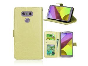 Leather Magnetic Credit Card Slot Case Wallet Case Flip Case Cover for LG G6 Case, Gold