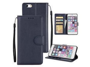 Leather Magnetic Credit Card Slot Case Wallet Case Flip Case Cover for iPhone 7 Plus Case iPhone 8 Plus Case, Navy