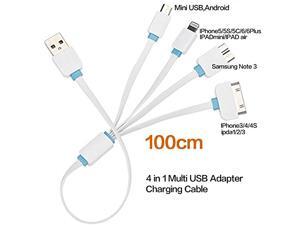 4 In 1 Multiple Adjustable USB Adapter Charging Cable Connector for iPhone 6/6Plus/5/5S/5C, iPad , iPad Air, iPad Mini,Samsung Galaxy S4/S5/S6/Note 3, 3Ft/1M, WHITE 4 In 1 Multiple Adjustable USB Adapter Charging Cable Connector for iPhone 6/6Plus/5/5S/5C, iPad , iPad Air, iPad Mini,Samsung Galaxy S4/S5/S6/Note 3, 3Ft/1M, WHITE