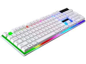 MagiDeal RGB Mechanical Gaming Keyboard Wired USB Rainbow LED Backlit 104 Keys for Windows PC Games LED Backlit - White MagiDeal RGB Mechanical Gaming Keyboard Wired USB Rainbow LED Backlit 104 Keys for Windows PC Games LED Backlit - White
