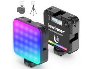 Lewinner RCL01 RGB Video Light, LED Camera Light - 20 Scene Effect for Tiktok YouTube Vlog, 360°Full Color, 2500-9000K Dimmable Photography Light w 3 Cold Shoe, Magnetic Attraction Design, w Tripod