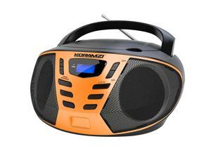 KORAMZI Portable CD Boombox with AM/FM Radio, Top Loading CD Player, Telescopic Antenna, LCD Display for Indoor & Outdoor, Offices, Home, Restaurants, Picnics, School , Camping CD55-BKO (Black/Orange) KORAMZI Portable CD Boombox with AM/FM Radio, Top Loading CD Player, Telescopic Antenna, LCD Display for Indoor & Outdoor, Offices, Home, Restaurants, Picnics, School , Camping CD55-BKO (Black/Orange)
