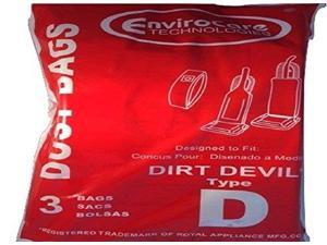 Dirt Devil Devil Upright Type D Paper Bags 3PK Envicrocare Part # 123SW,36701480 Dirt Devil Devil Upright Type D Paper Bags 3PK Envicrocare Part # 123SW,36701480