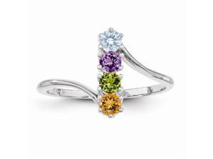 14k White Gold Polished 4-Stone Mothers 