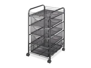 Safco Onyx Mesh Mobile File With Four Supply Drawers 15-3/4w x 17d x 27h Black
