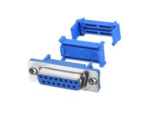 IDC D-Sub Ribbon Cable Connector 15-pin 2-row Female Socket IDC Crimp Port Terminal Breakout for Flat Ribbon Cable Blue Pack of 5 IDC D-Sub Ribbon Cable Connector 15-pin 2-row Female Socket IDC Crimp Port Terminal Breakout for Flat Ribbon Cable Blue Pack of 5