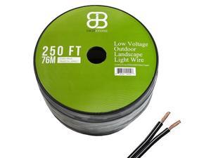 Dripstone 250ft (76M) Low Voltage 12/2 Direct Burial Bare COPPER Lighting Wire Parallel Flat-Twin Cable For Landscape Lights