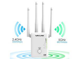 Wavlink 1200Mbps WIFI Range Extender/Access point/Wifi Booster/Wireless Router Signal Amplifier Dual Band (2.4GHz 300Mbps + 5GHz 867Mbps ) with 4 External Antennas, 2 Ethernet Port, WPS, LED Indicator Wavlink 1200Mbps WIFI Range Extender/Access point/Wifi Booster/Wireless Router Signal Amplifier Dual Band (2.4GHz 300Mbps + 5GHz 867Mbps ) with 4 External Antennas, 2 Ethernet Port, WPS, LED Indicator