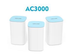 Wavlink AC3000 Tri-Band Whole Home Mesh WiFi System with MU-MIMO, Coverage Up to 6,000-7500sq.ft, Parental Controls, 3xGigabit ports, Router & Extender Replacement, 3-Pack (1 router & 2 satellite)