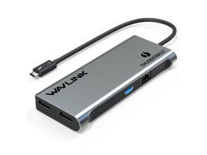 Wavlink Dual 4K@60Hz DisplayPort/HDMI Thunderbolt Mini Dock with USB 3.0 and Gigabit Ethernet Portable, Bus Powered, 40Gbs, Dual 4K Display Adapter Aluminum Dock for MacOS and Windows Laptop