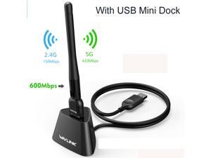Wavlink AC600 USB WiFi Adapter Dual Band High Gain Wireless Adapters Up to 600Mbps, 802.11ac/a/b/g/n 3dBi Antennas, for PC, Desktop, Laptop, Supports Windows, Mac OS X, USB 2.0 Extension Cradle Wavlink AC600 USB WiFi Adapter Dual Band High Gain Wireless Adapters Up to 600Mbps, 802.11ac/a/b/g/n 3dBi Antennas, for PC, Desktop, Laptop, Supports Windows, Mac OS X, USB 2.0 Extension Cradle