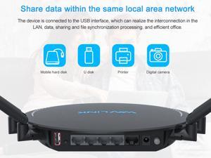 Wavlink AC1200 Dual-band Smart Wi-Fi Router with Touchlink, 4 LAN Ports with One USB port, 4 High Gain Omni Directional Antennas, Smart APP Control, WPS Easy Set Up, Smart LED Indicator Wavlink AC1200 Dual-band Smart Wi-Fi Router with Touchlink, 4 LAN Ports with One USB port, 4 High Gain Omni Directional Antennas, Smart APP Control, WPS Easy Set Up, Smart LED Indicator