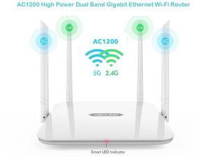 Wavlink AC1200 High Power Dual Band 2.4G/5GHz Wireless Router, Gigabit Ethernet Wi-Fi Router, IEEE 802.11ac/a/b/g/n, 4 x 5Dbi High Gain External Antennas, Smart LED Indicator, Support WPS, WPA/WPA2 Wavlink AC1200 High Power Dual Band 2.4G/5GHz Wireless Router, Gigabit Ethernet Wi-Fi Router, IEEE 802.11ac/a/b/g/n, 4 x 5Dbi High Gain External Antennas, Smart LED Indicator, Support WPS, WPA/WPA2