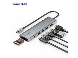 Wavlink USB C Hub, 7-in-1 Type-C Hub Multiport Adapter with 100W Power Delivery (89W charging for laptop), 4K@30Hz HDMI, SD/TF Card Slots, USB 3.0 5Gbps Data Ports for PC, Support Windows, Mac OS