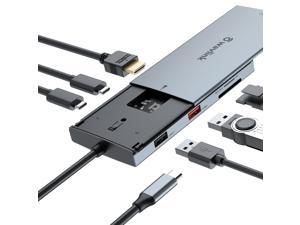 Wavlink USB-C Hub with M.2 NVMe/SATA SSD Enclosure, 8-in-1 USB C Docking Station With 100W Power Delivery Charging, 4K HDMI 60Hz, TF/SD, USB-A/C 3.2 10Gbps USB C Hub Adapter for Windows/Macbook/iPad