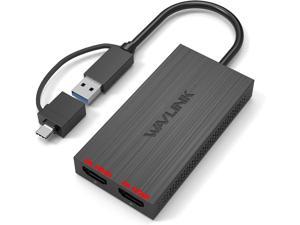 Wavlink USB 3.0 to HDMI Adapter, 1x 4K 30Hz & 1x 1080p External Video Card USB A or USB C to HDMI  Dual Monitors Display Adapter, TB 3/4 Compatible, for Windows, Mac OS, NOT Support for Linux&iPad OS