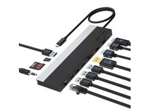 Wavlink USB-C Triple Display Docking Station Support 85W Charging for PC, Max 4K@60Hz with DisplayPort, 2xHDMI, PD, 2xUSB 3.0, 2x2.0, Gigabit Ethernet, SD/TF Slot, Audio Jack For Windows&Mac etc