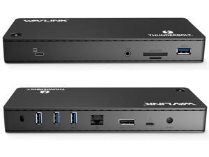 WAVLINK Thunderbolt 3 Dock-180W DC Power Adapter (85W Charging) Dual 4K@60Hz Display,2X Thunderbolt 3 up to 40Gb/s, DP1.2, 4X USB 3.0 Ports, SD Card Slot, LAN for Mac/Windows Thunderbolt 3 Laptops PC