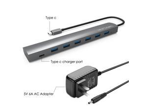 Wavlink 7 Ports USB 3.1 Type-C to USB 3.0 Hub (6 ports USB A 3.0 + 1 USB C Port ) Aluminum Design with 5V 6A US Adapter Super Speed to 5Gbps Multi-function Hot Swapping Support for Mac and Windows Wavlink 7 Ports USB 3.1 Type-C to USB 3.0 Hub (6 ports USB A 3.0 + 1 USB C Port ) Aluminum Design with 5V 6A US Adapter Super Speed to 5Gbps Multi-function Hot Swapping Support for Mac and Windows