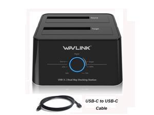 Wavlink ST334UC USB 3.1 Dual Bay HDD/SSD Docking Station w/ 5Gbps USB-C Cable for All SATA 2.5" 3.5" Hard Disk Offline Clone + One Button Backup Multitask External Storage Enclosure - Duplicator Dock Wavlink ST334UC USB 3.1 Dual Bay HDD/SSD Docking Station w/ 5Gbps USB-C Cable for All SATA 2.5" 3.5" Hard Disk Offline Clone + One Button Backup Multitask External Storage Enclosure - Duplicator Dock