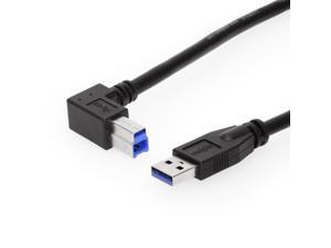 Coolgear 12 Inch (0.31m) USB 3.0 A to Left Angle B Male Cable  Black  28/24AWG
