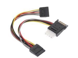 SATA Power Splitter Cable with Molex 4-Pin Output and Dual 15-pin Sata Output 7 inch cables