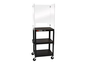 Luxor Mobile Multipurpose Presentation Utility Adjustable-Height Steel Media AV Cart, Black w/ Acrylic Sneeze Guard for School, Classroom, Teachers Desk Barrier, Portable Protective Plexiglass Shield Luxor Mobile Multipurpose Presentation Utility Adjustable-Height Steel Media AV Cart, Black w/ Acrylic Sneeze Guard for School, Classroom, Teachers Desk Barrier, Portable Protective Plexiglass Shield