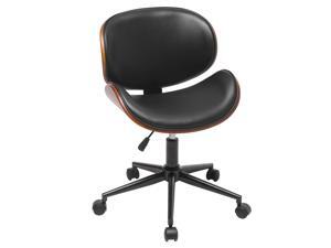 Mid-Century Office Desk Chair Adjustable Black Leather Chrome Base Bent Plywood Mid-Century Office Desk Chair Adjustable Black Leather Chrome Base Bent Plywood