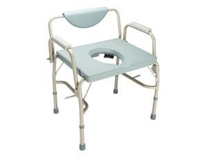 Heavy Duty Bariatric Commode Chair Drop Arm Steel Padded Back Ajust Height