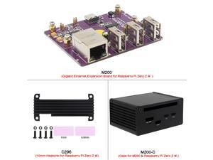 Geekworm M200 Gigabit Ethernet Expansion Board + Aluminum Alloy Case+ 10mm Aluminum Alloy Heatsink Kit (M200-K) Compatible with Raspberry Pi Zero 2 W / Zero W/ Pi Zero