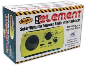 Mayday 10200"The Element" Dynamo Powered Solar Radio & Flashlight with NOAA, Yellow