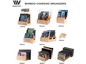 MobileVision Bamboo Charging Station Stand and Multi Device Organizer Charging Dock