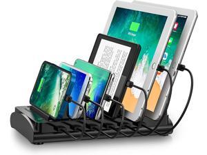 Charging Station for Multiple Devices 60W 12A ETL Certified with Mixed Cables 6 USB Ports Fast Multi Charger Organizer for Cell Phones Tablets Smartphones Electronics for Home Office