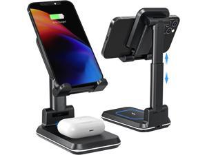 Tiluza Wireless Charger, 2 in 1 Dual Wireless Charging Stand,Adjustable Phone Holder for Desk 10W Qi Fast Charger Compatible with iPhone 12/11/Pro/Xs/Max/XR/X/8/8P AirPods, Samsung S10/S9/S8/Note10