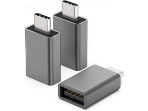 USB C to USB 3 Adapter [3 Pack] USB C Male to USB Female Adapter (Fit Side by Side) Compatible with MacBook Pro/iMac/iPad Mini Pro 2021 MacBook Air 2020 Type C or Thunderbolt 4/3 Devices-Grey