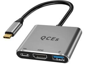 USB C to HDMI Multiport Adapter, QCEs USB-C to USB 3.0 Adapter 100W PD Charging, Thunderbolt 3 to HDMI Hub 4K Video Output Compatible with MacBook Pro/Air 2020/2018 iPad Pro/Air 2020, Galaxy S20/10