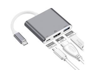 KIHENG USB C to HDMI Multiport Adapter USB 3.1 Gen 1 Thumderbolt 3 to HDMI 4K Video Converter/USB 3.0 Hub Port PD Quick Charging Port with Large Proj