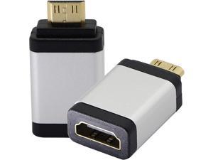 Mini HDMI to HDMI Adapter 2-Pack Mini HDMI Male to HDMI Female 4kx2k Gold Plated Adapter for Raspberry Pi, Camera, Camcorder, DSLR, Tablet, Video Card (Silver)