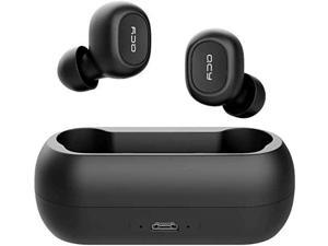 QCY T1C True Wireless Earbuds with Charging Case Bluetooth Headphones Stereo Sound Ear Buds Micro USB Auto Pairing Earphones Portable Headset Compatible with iPhone Android Black