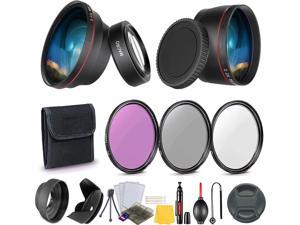 58mm Essential Camera Accessory Kit for Canon EOS Rebel T7i, T7, T6i, T6s, T6, T5i, T5, T3i, T3, SL3, SL2, SL1, EOS 90D, 80D, 70D, 60D, 2000D, 1300D, 1200D, 1100D, 200D, 250D, 800D DSLRs (16 Pcs)