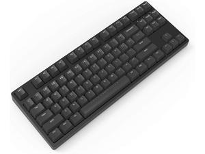 iKBC W200 Wireless Mechanical Keyboard with Cherry MX Blue Switch for Windows and Mac OS, Enables Media Key and LED Indicator (2.4G Dongle, USB 2.0, PBT Double Shot 87 Keycaps, Black Color, ANSI/US)