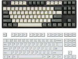 iKBC Typeman Tenkeyless CD87V2 Mechanical Keyboard with Cherry MX Brown Switch, Retro Color Bundle with Mistel Doubleshot PBT Keycaps, OEM Profile 108 Keys Plus 11 Keys Set, White Color